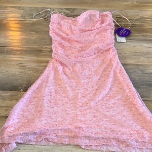 NWT Windsor Pink Sequin/pearl Strapless mini Dress size small